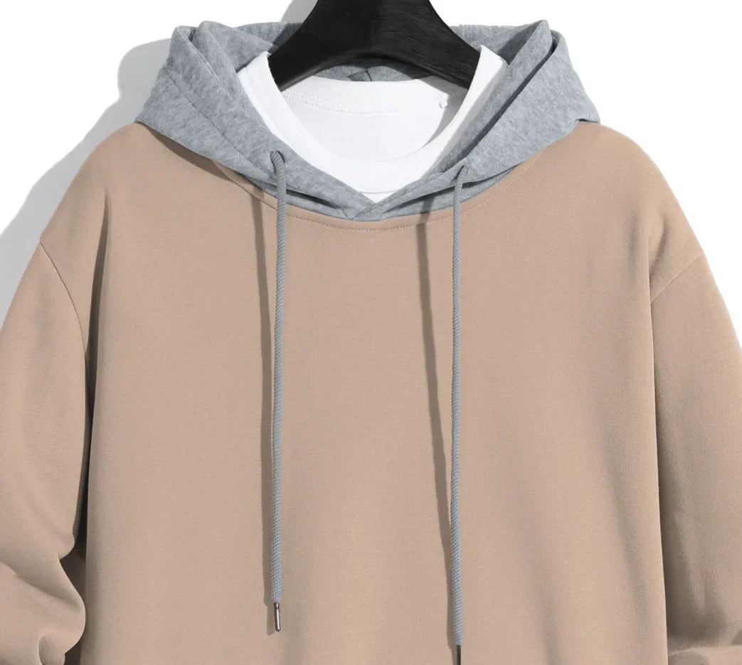 Men’s solid color hooded hoodie light fleece hoodie long sleeve hooded sports hoodie