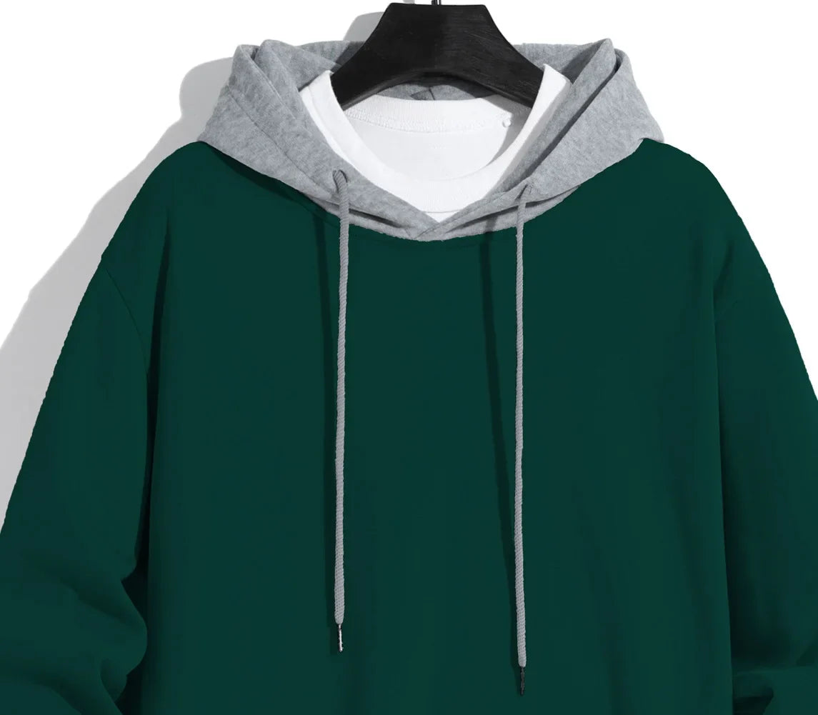 Men’s solid color hooded hoodie light fleece hoodie long sleeve hooded sports hoodie