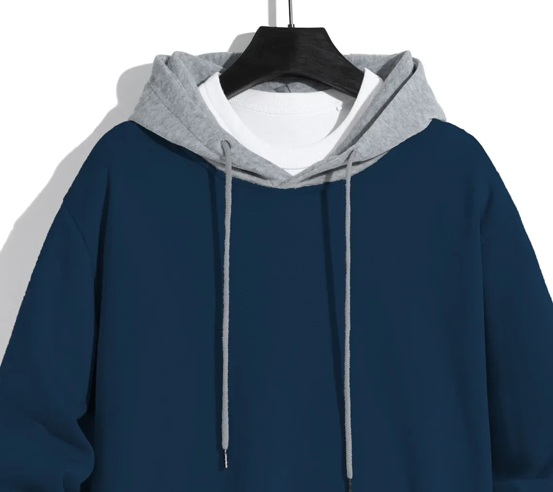 Men’s solid color hooded hoodie light fleece hoodie long sleeve hooded sports hoodie