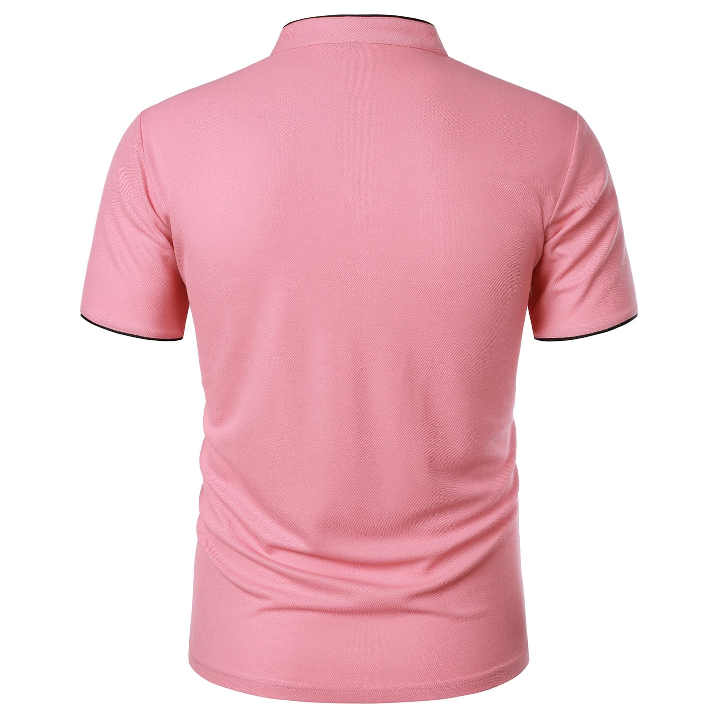 Men’s solid color short-sleeved stand collar T-shirt casual top