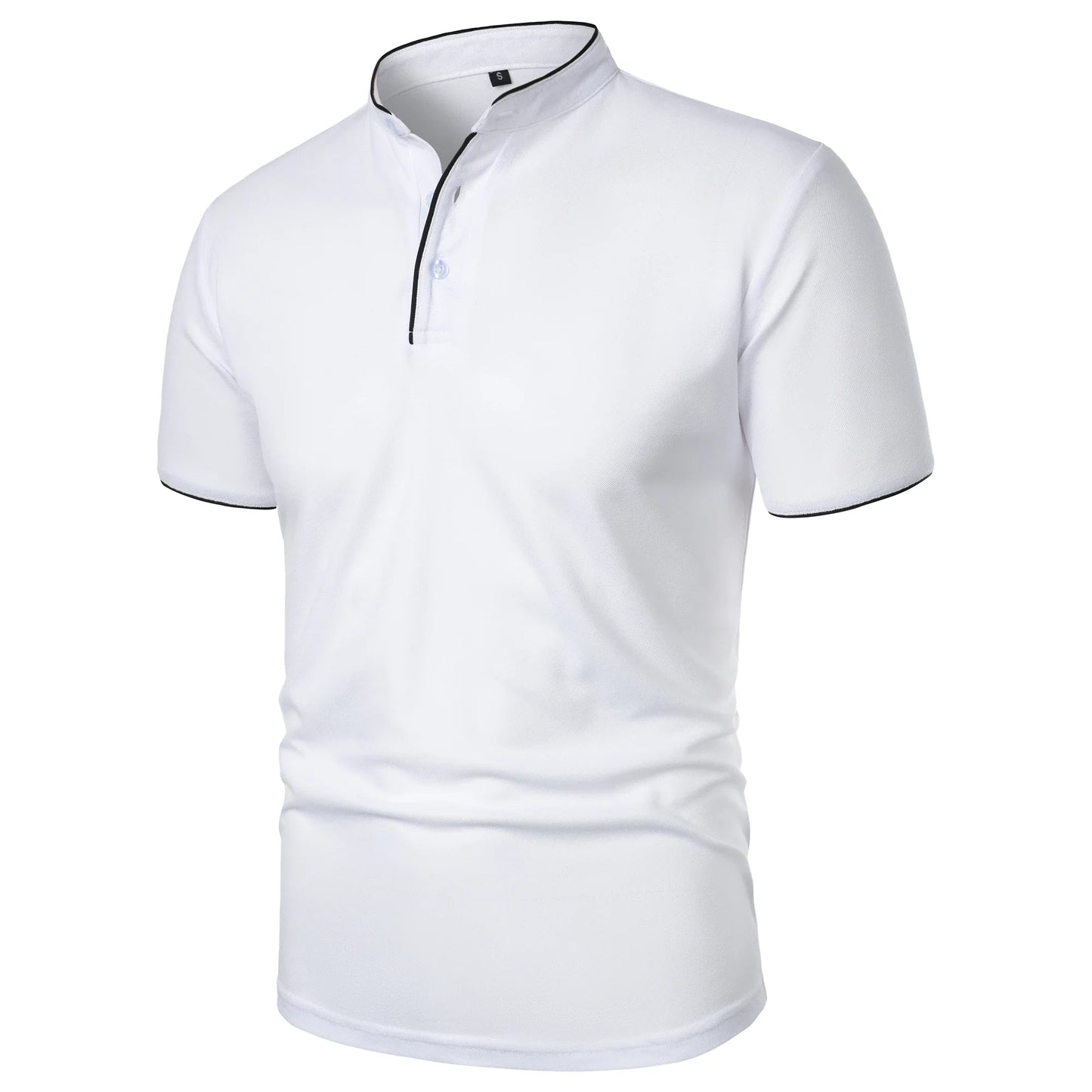 Men’s solid color short-sleeved stand collar T-shirt casual top