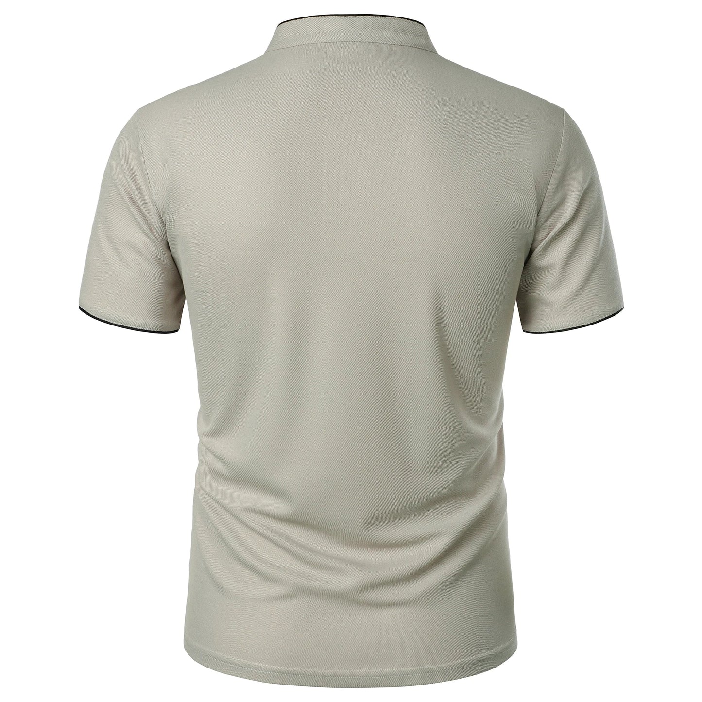 Men’s solid color short-sleeved stand collar T-shirt casual top