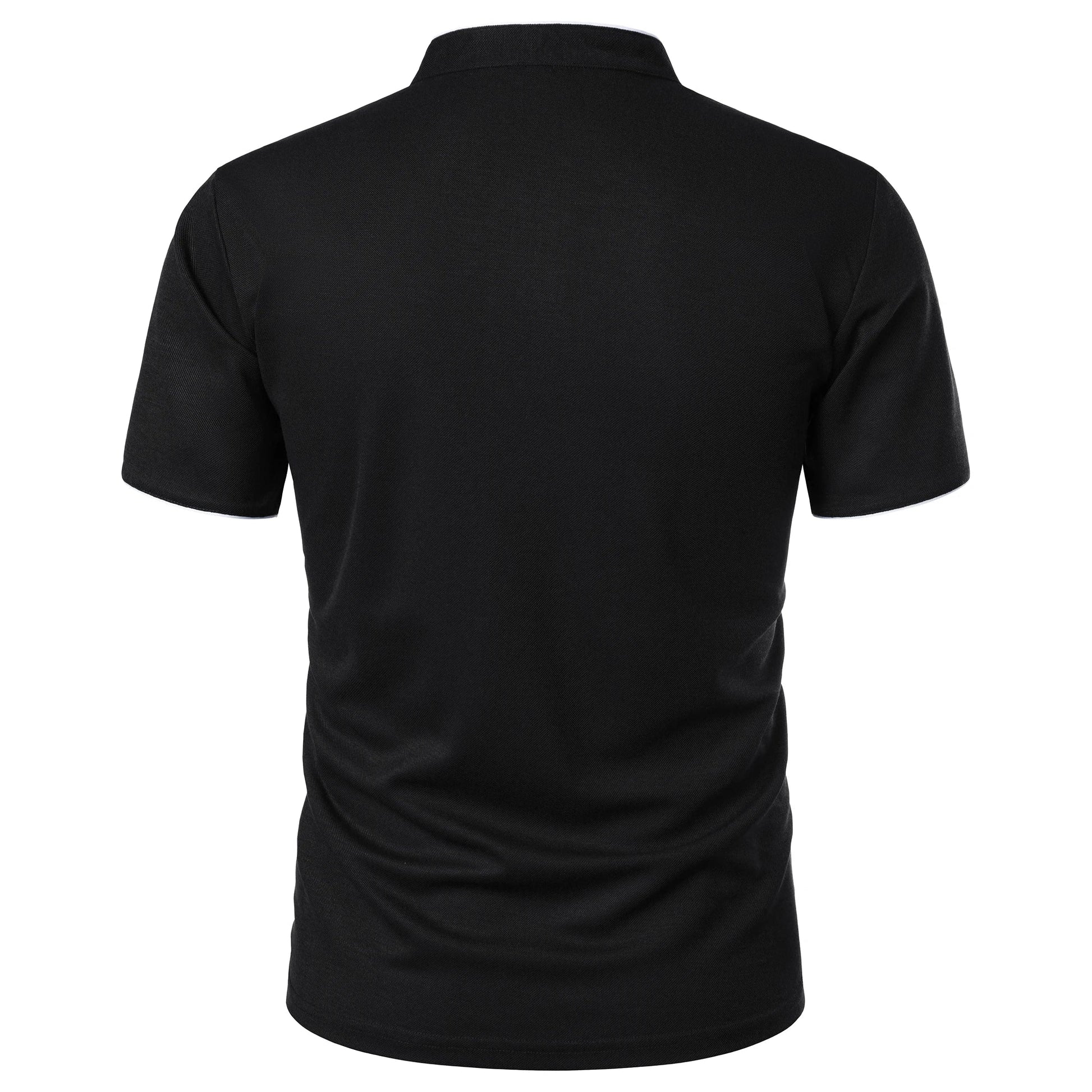 Men’s solid color short-sleeved stand collar T-shirt casual top