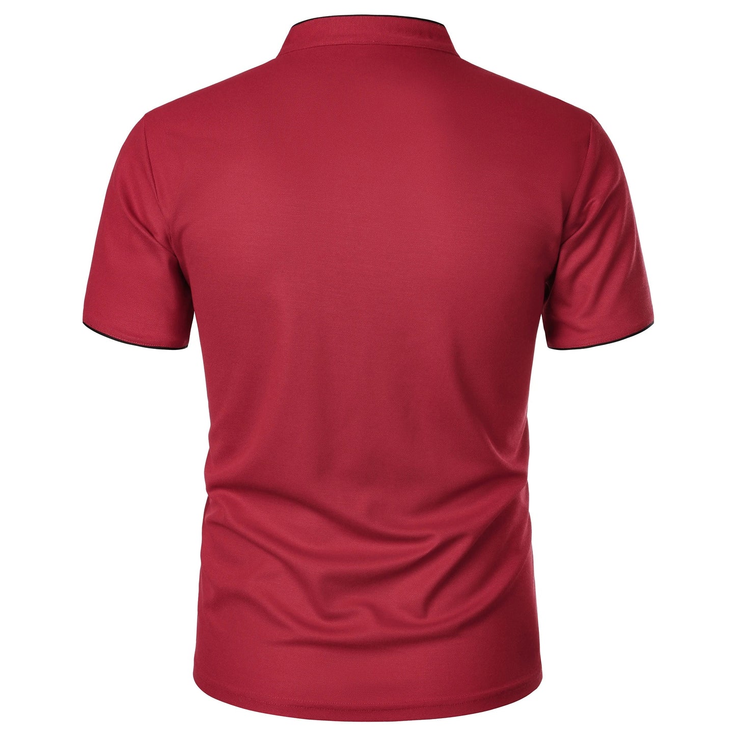 Men’s solid color short-sleeved stand collar T-shirt casual top