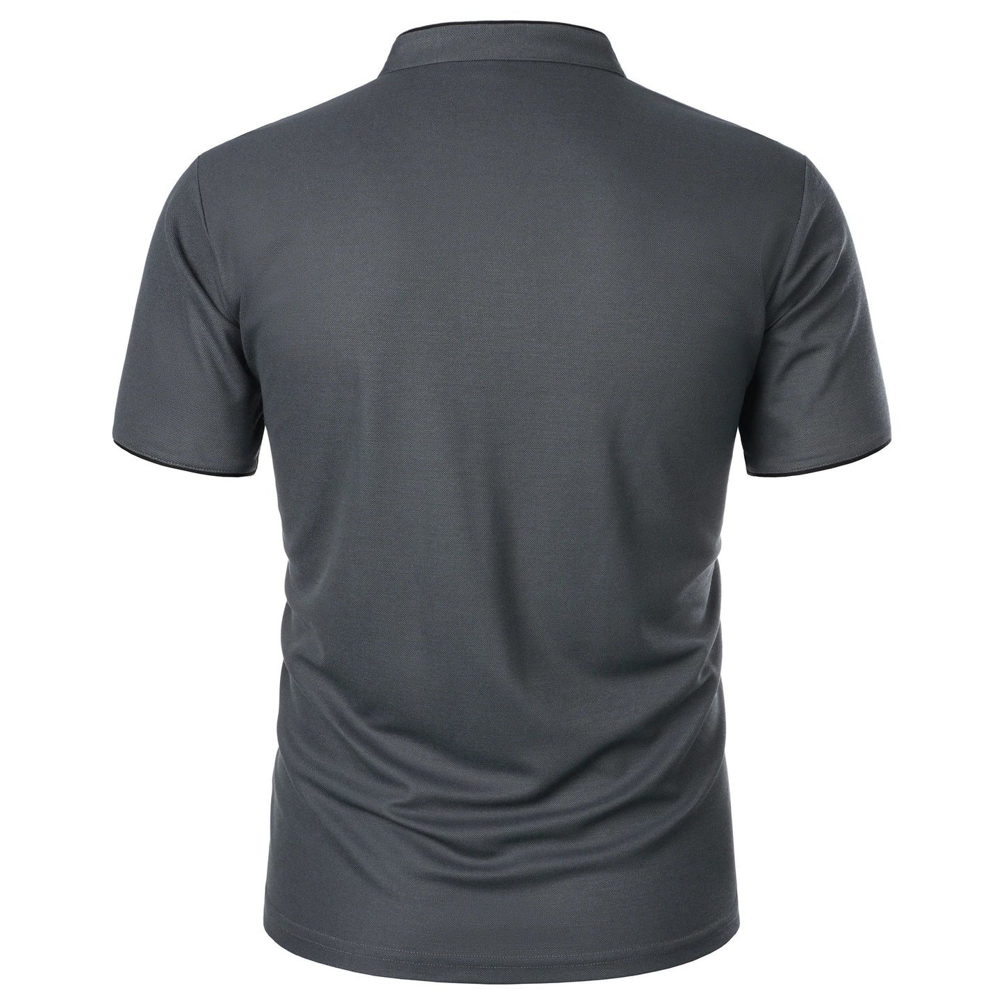 Men’s solid color short-sleeved stand collar T-shirt casual top