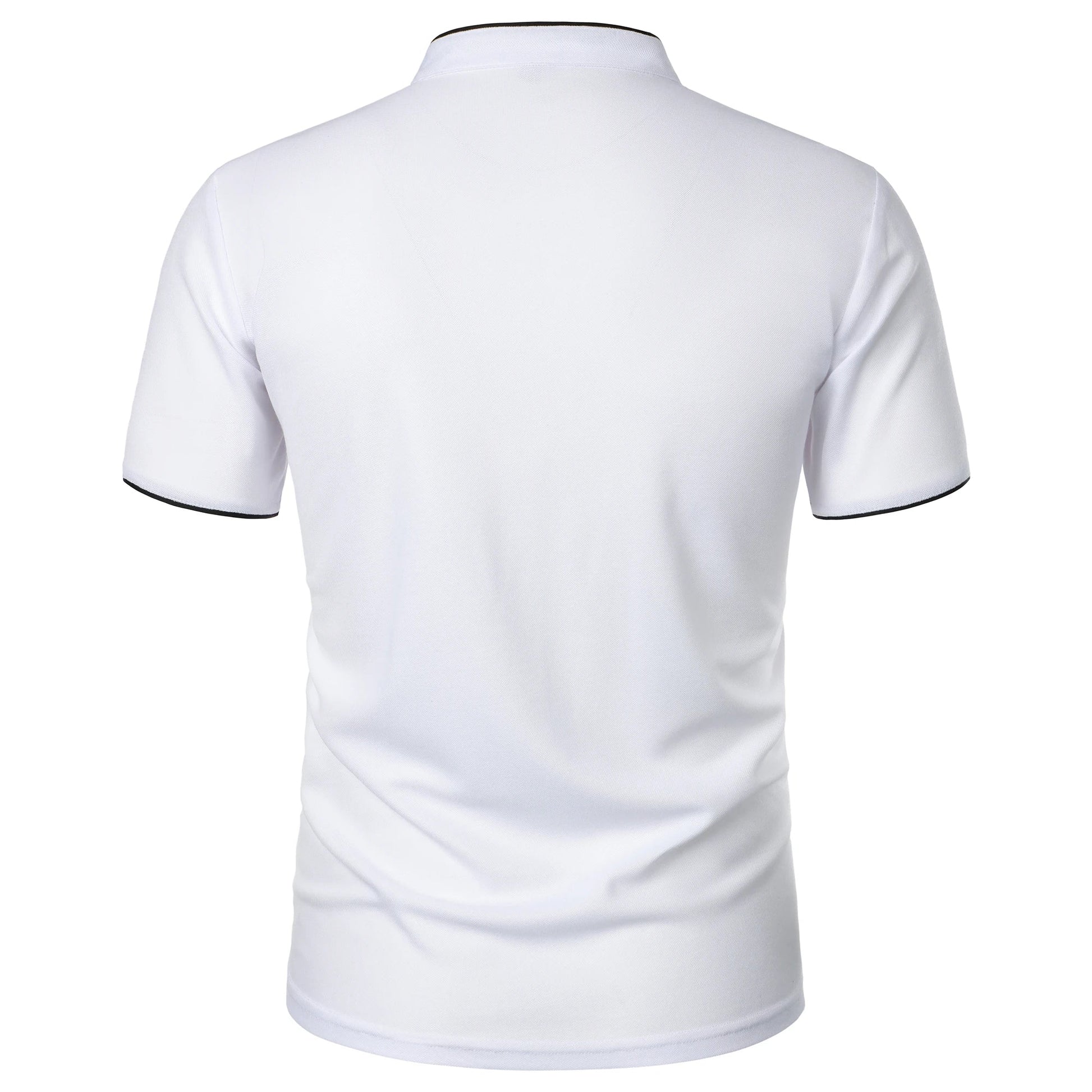 Men’s solid color short-sleeved stand collar T-shirt casual top