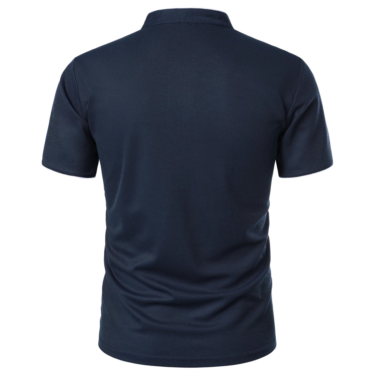 Men’s solid color short-sleeved stand collar T-shirt casual top