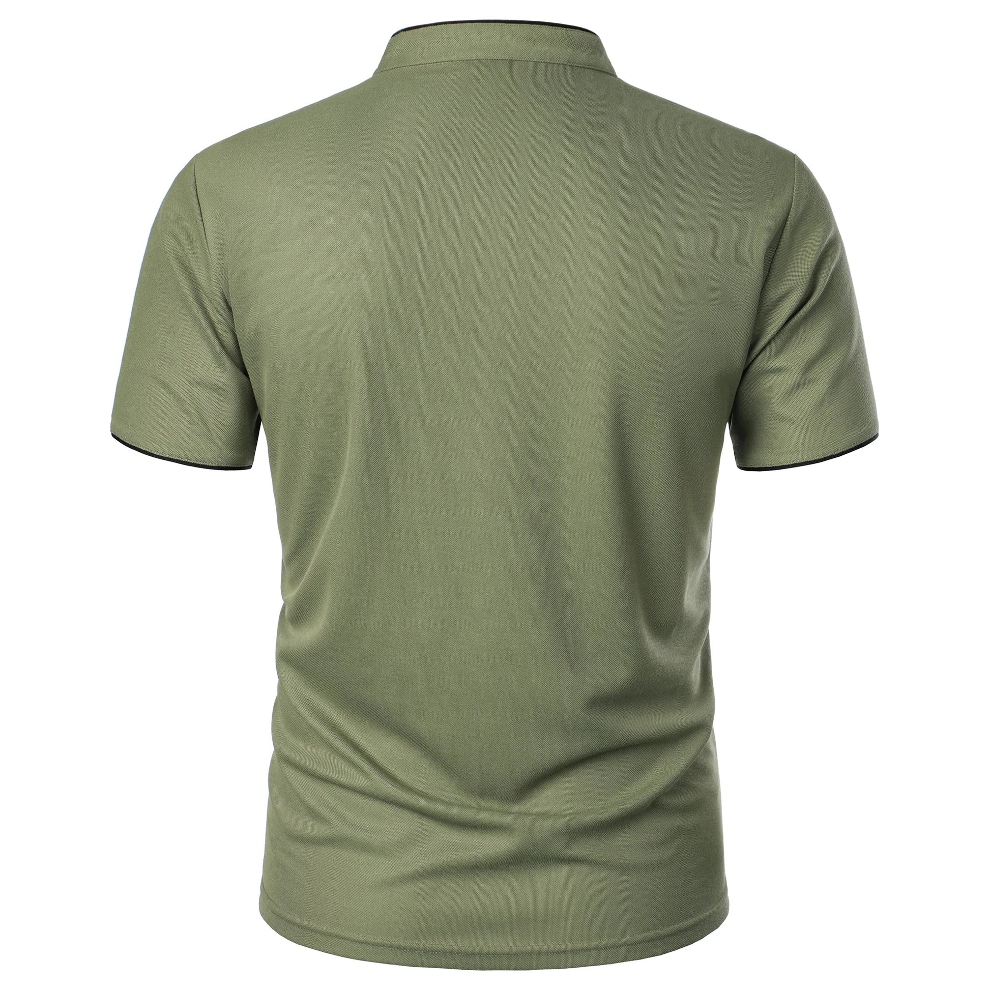 Men’s solid color short-sleeved stand collar T-shirt casual top