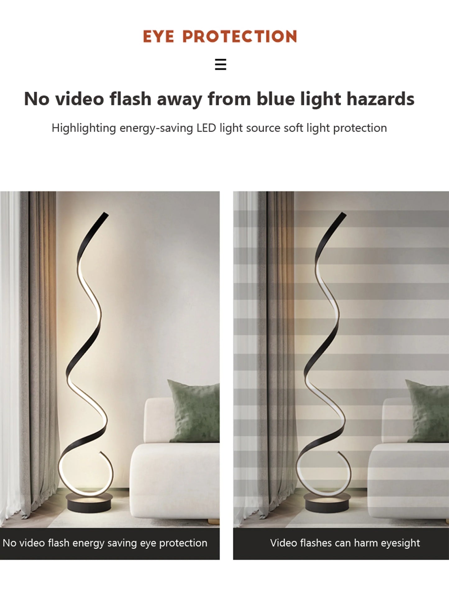 Minimalist LED Floor Lamp Home Decor Fixtures Aluminium Floor Light With LED For Living Room Bedroom Spiral Black