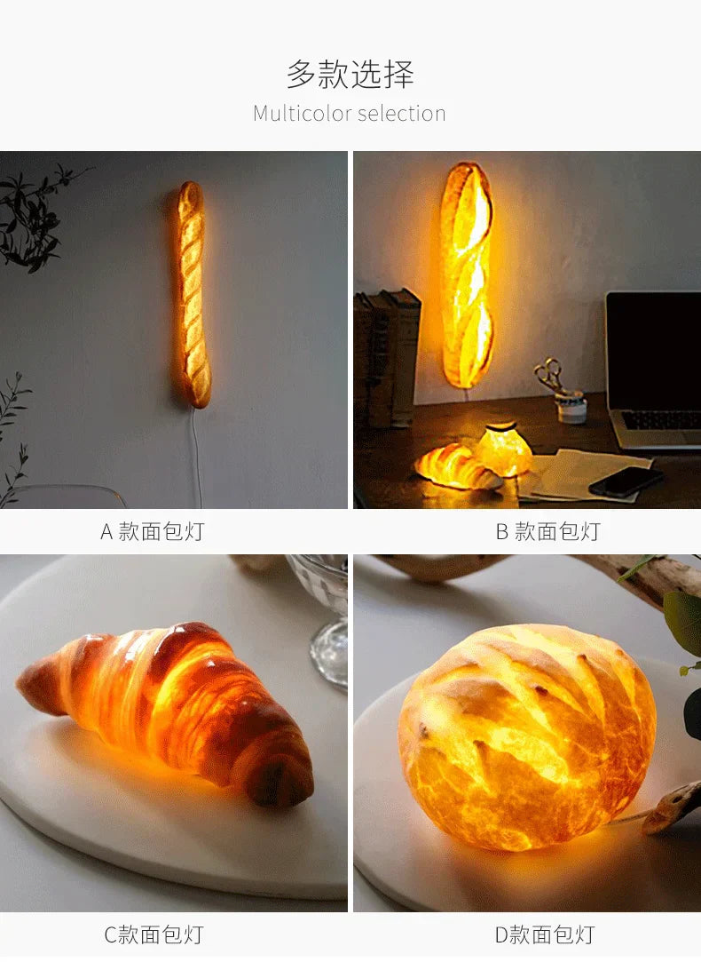 Modern Simulation Bread Wall Lamp with Plug Nordic Baking Restaurant Cake Shop Dessert Coffee Atmosphere Resin