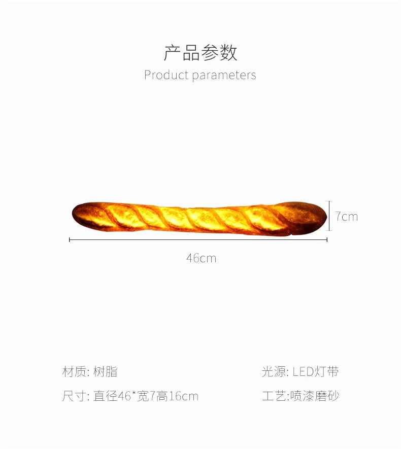 Modern Simulation Bread Wall Lamp with Plug Nordic Baking Restaurant Cake Shop Dessert Coffee Atmosphere Resin