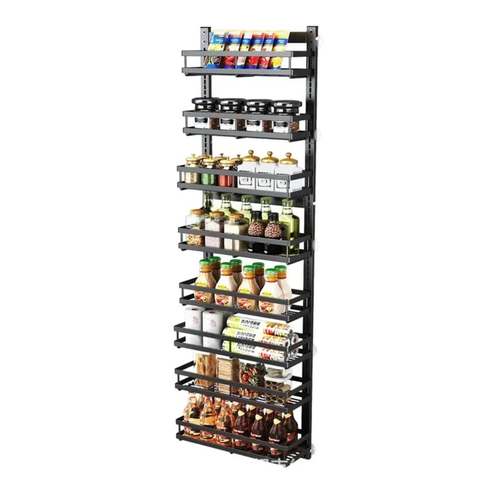 Multi-Layer Adjustable Food Spice Rack Kitchen Wall Mount Organizer Storage Rack Bathroom Storage Pantry Shelve Wall