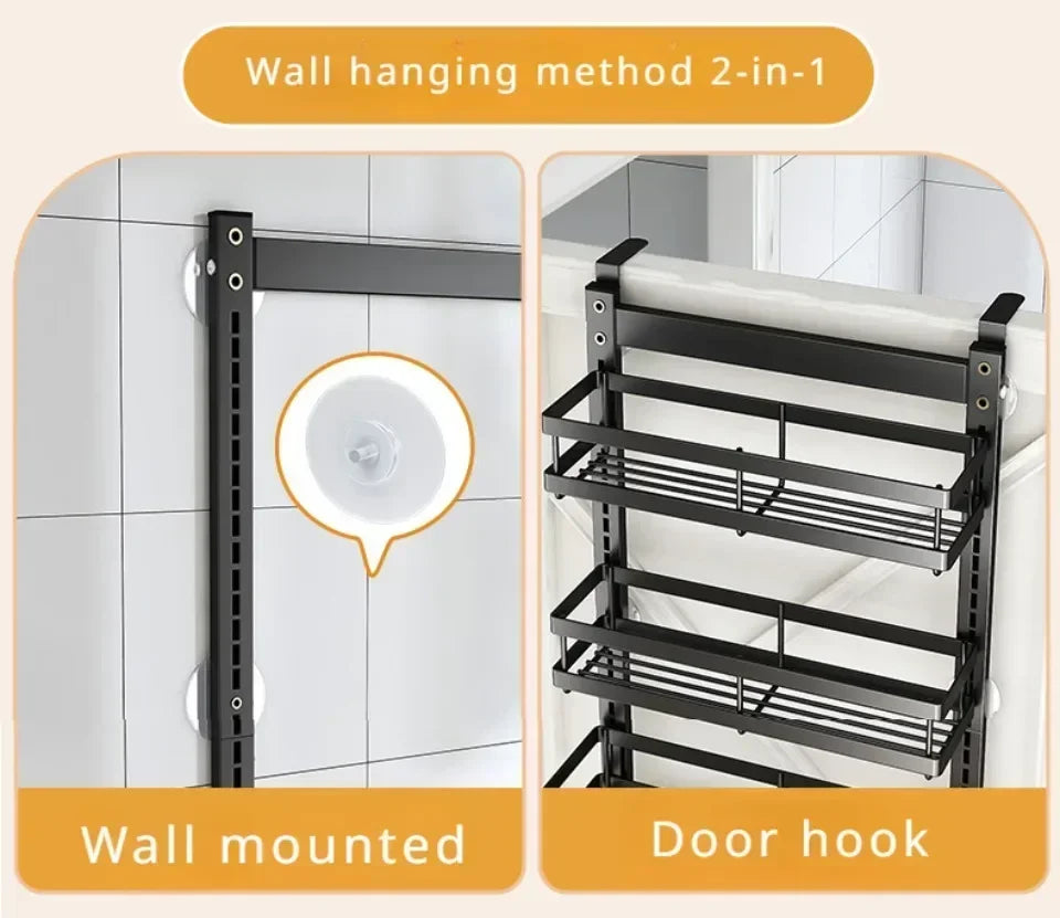 Multi-Layer Adjustable Food Spice Rack Kitchen Wall Mount Organizer Storage Rack Bathroom Storage Pantry Shelve Wall