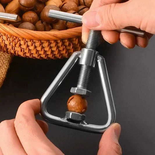 Multifunctional Manual Nut Opener Cracker Machine Walnut Kitchen Tool Steel Sheller Nut Macadamia Accessories - silver