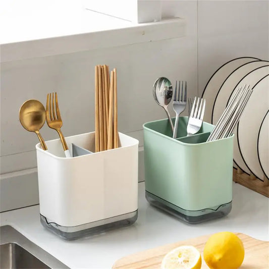 Multifunctional Spoon Fork Chopstick Drain Box Tableware Storage Holder Double Layer Cutlery Shelf Kitchen Organizer