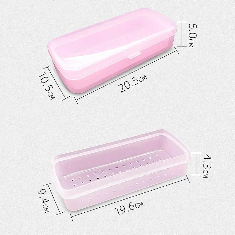 Nail Art Tool Sterilizing Tray Clear Dustproof Organizer Storage Case Disinfection Box for Manicure Tool Tweezers Salon