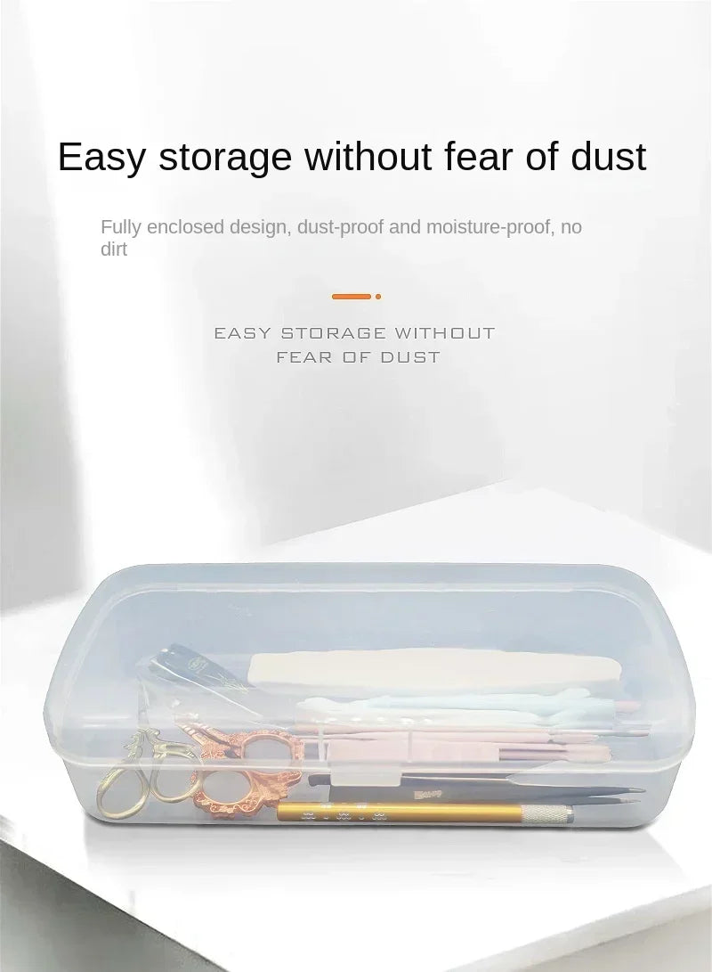 Nail Art Tool Sterilizing Tray Clear Dustproof Organizer Storage Case Disinfection Box for Manicure Tool Tweezers Salon