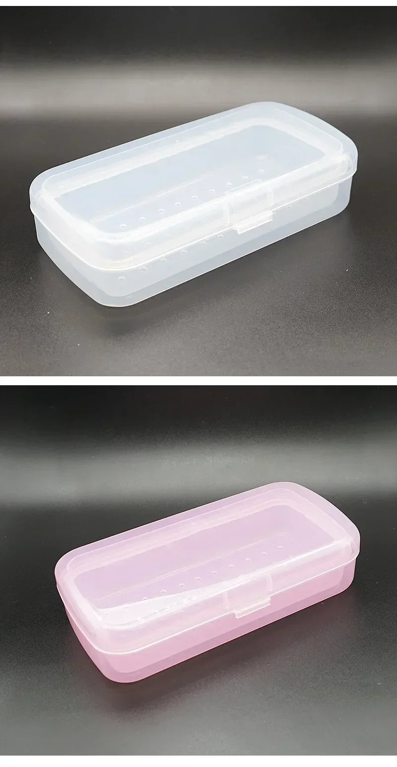 Nail Art Tool Sterilizing Tray Clear Dustproof Organizer Storage Case Disinfection Box for Manicure Tool Tweezers Salon