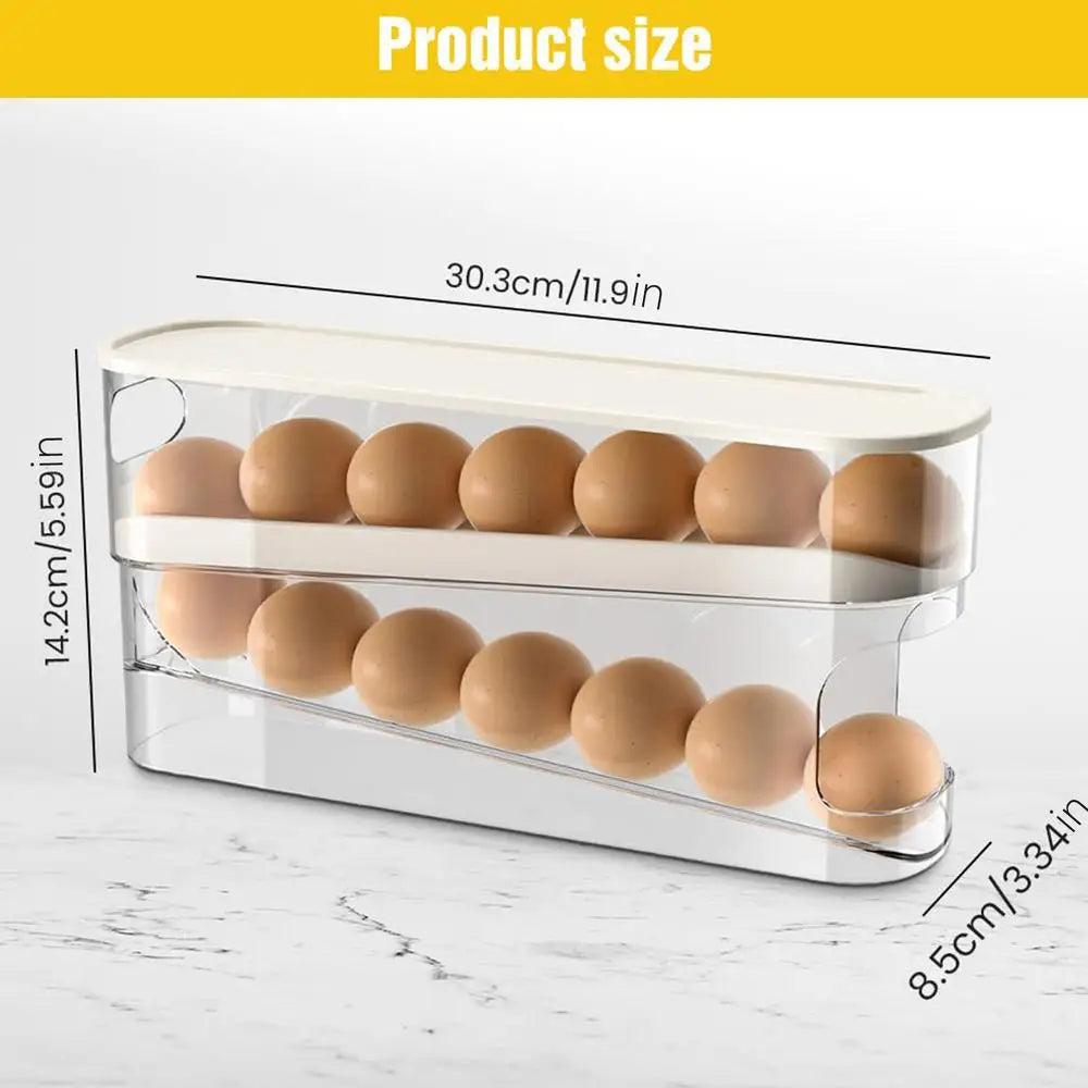 New Automatic Roll Down Egg Dispenser Space Saving Fridge Rolling Egg Storage Rack holder For Kitchen Refrigerator