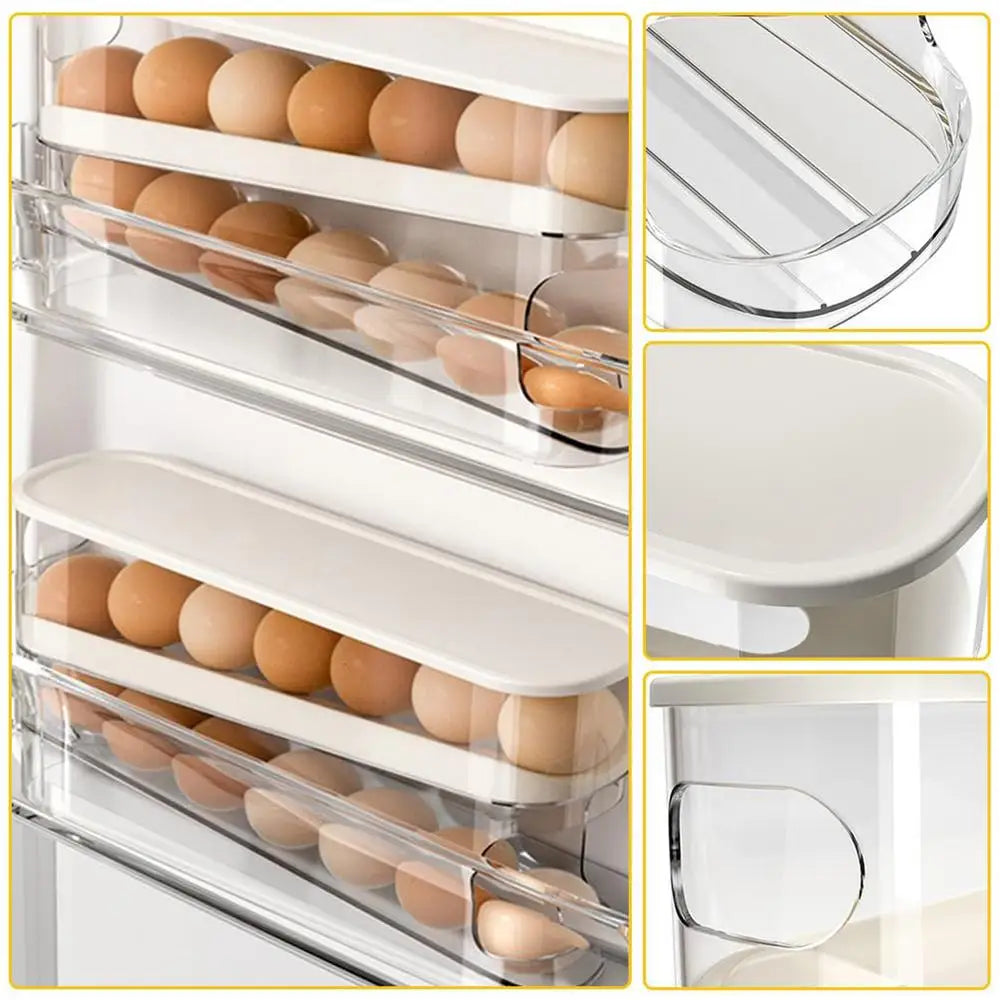 New Automatic Roll Down Egg Dispenser Space Saving Fridge Rolling Egg Storage Rack holder For Kitchen Refrigerator