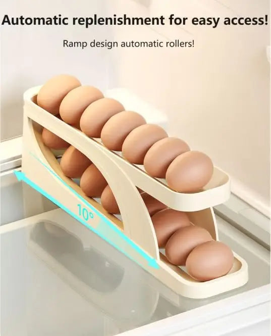 New Automatic Rolling Double-layer Egg Dispenser Egg Holder Dispenser for Refrigerator Holds 15 Eggs Space-Saving Egg