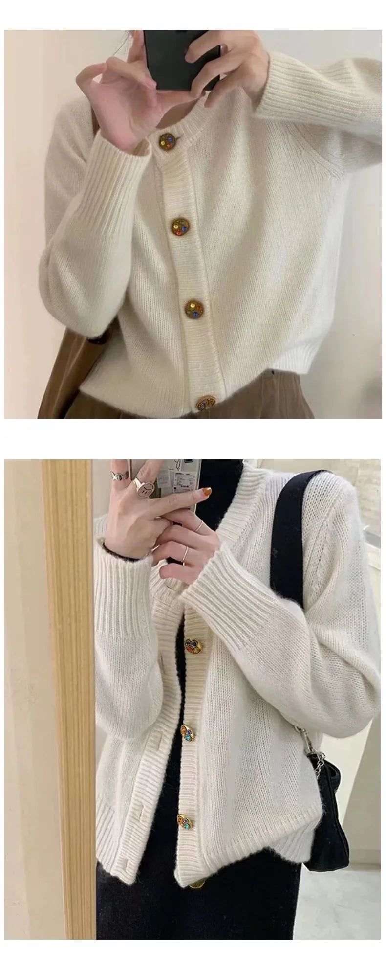 New autumn/winter sweater red 100% cashmere cardigan women’s wool sweater thick loose top coat