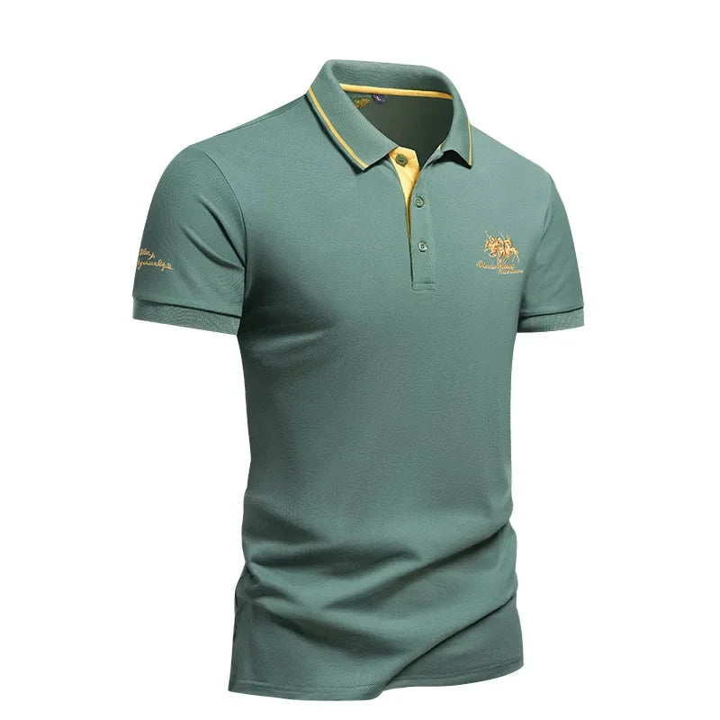 New Mens Embroidered Polo Shirts Summer Short Sleeve T-Shirt Casual Lapel Collar Lightweight T Shirts Men Breathable