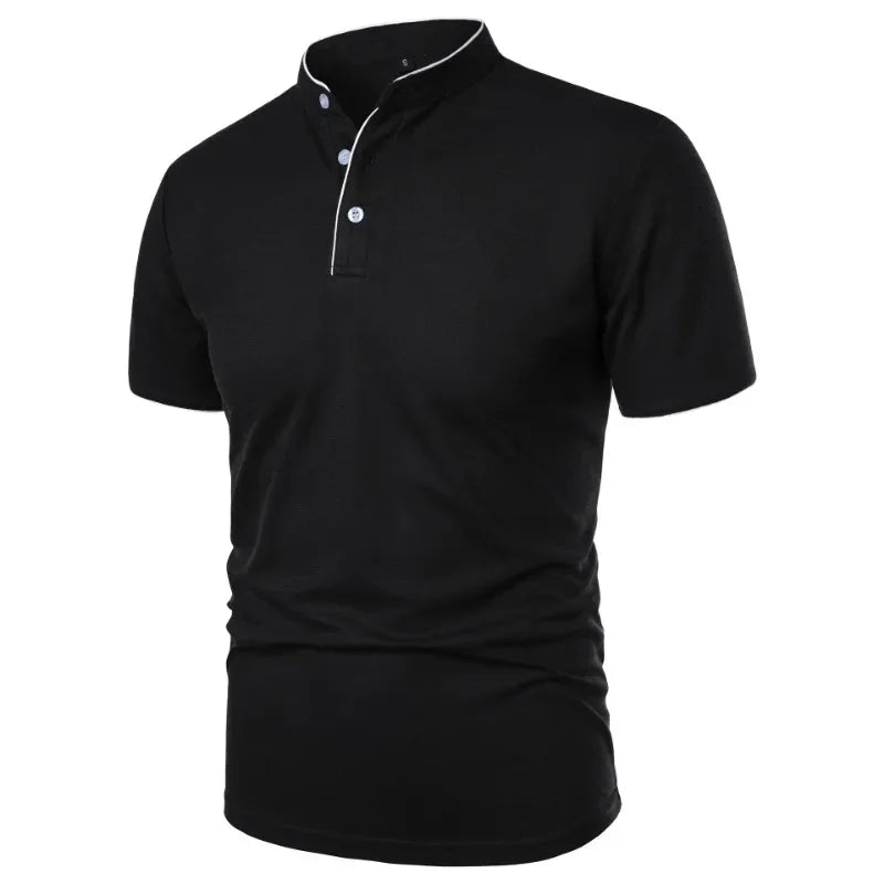 New Men’s Short Sleeve T Shirts Summer Solid Color Polo Shirt Breathable Loose Basic Shirts for Men Breathable