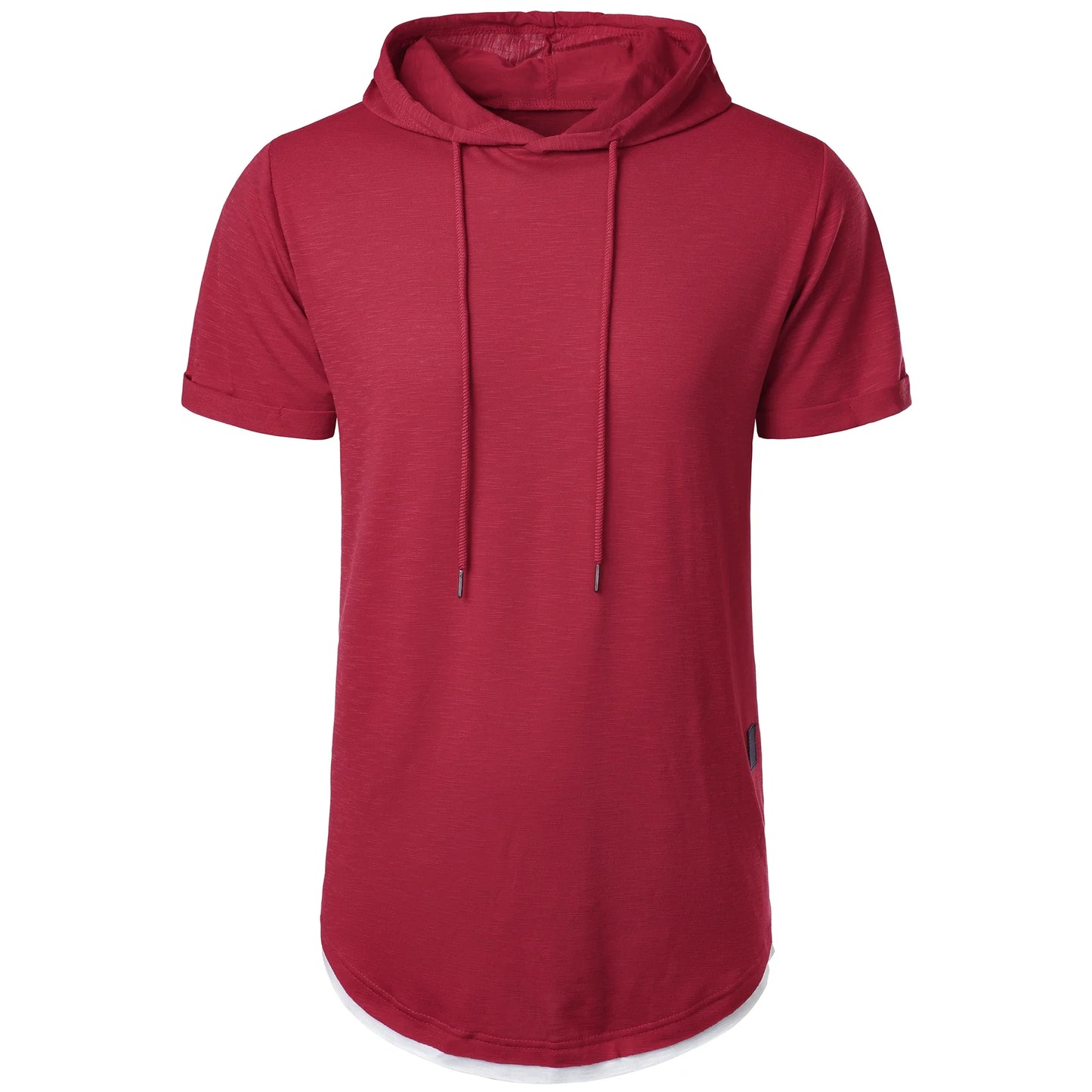 New men’s summer hooded T-shirt Men’s solid color top men’s short sleeve T-shirt Hoodie casual fashion men’s