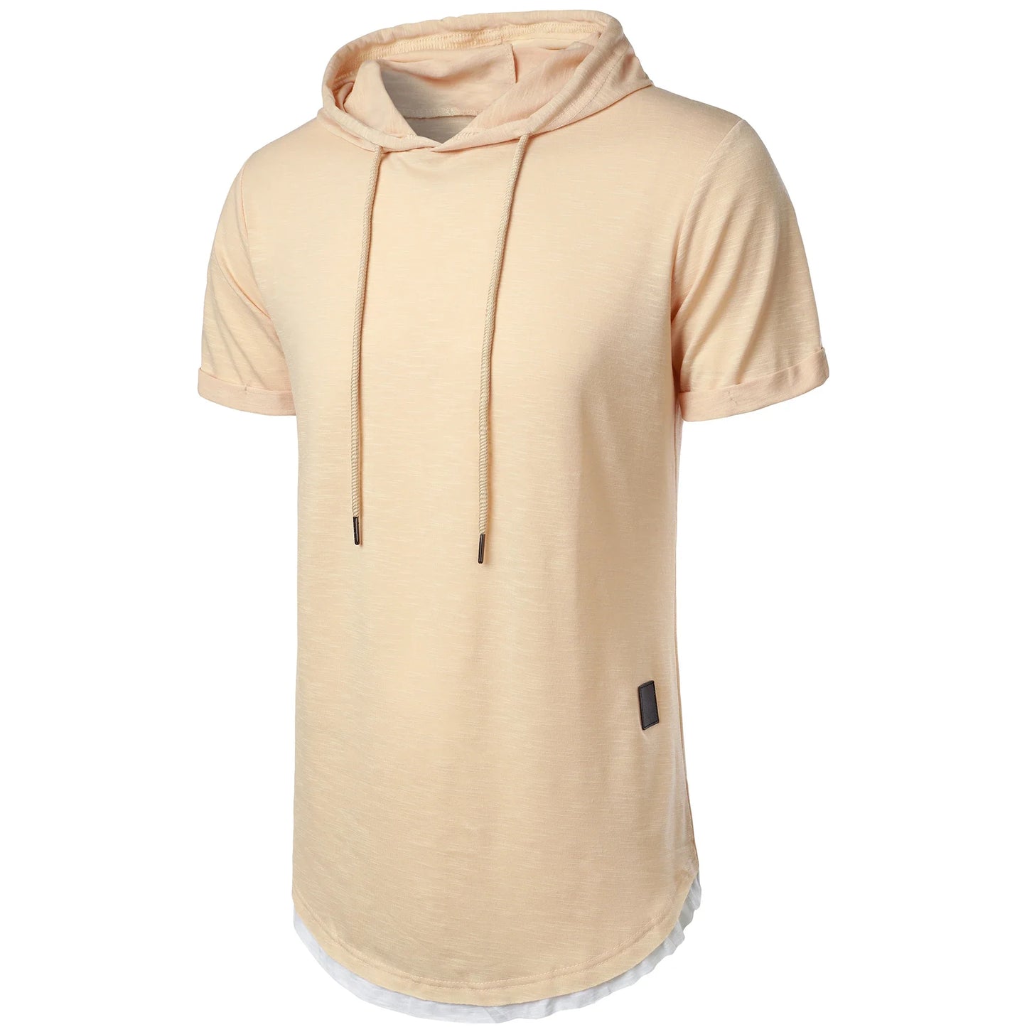 New men’s summer hooded T-shirt Men’s solid color top men’s short sleeve T-shirt Hoodie casual fashion men’s