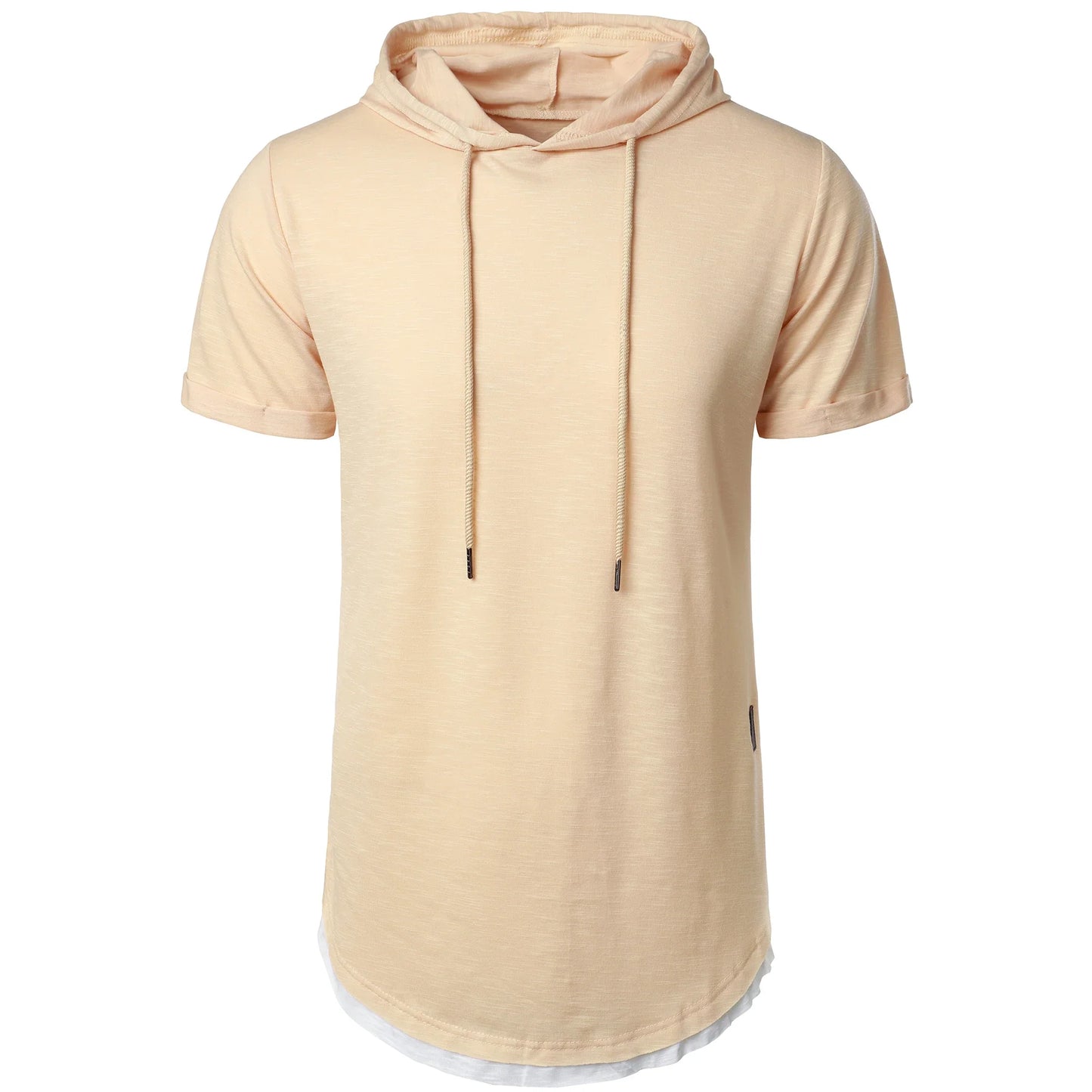 New men’s summer hooded T-shirt Men’s solid color top men’s short sleeve T-shirt Hoodie casual fashion men’s