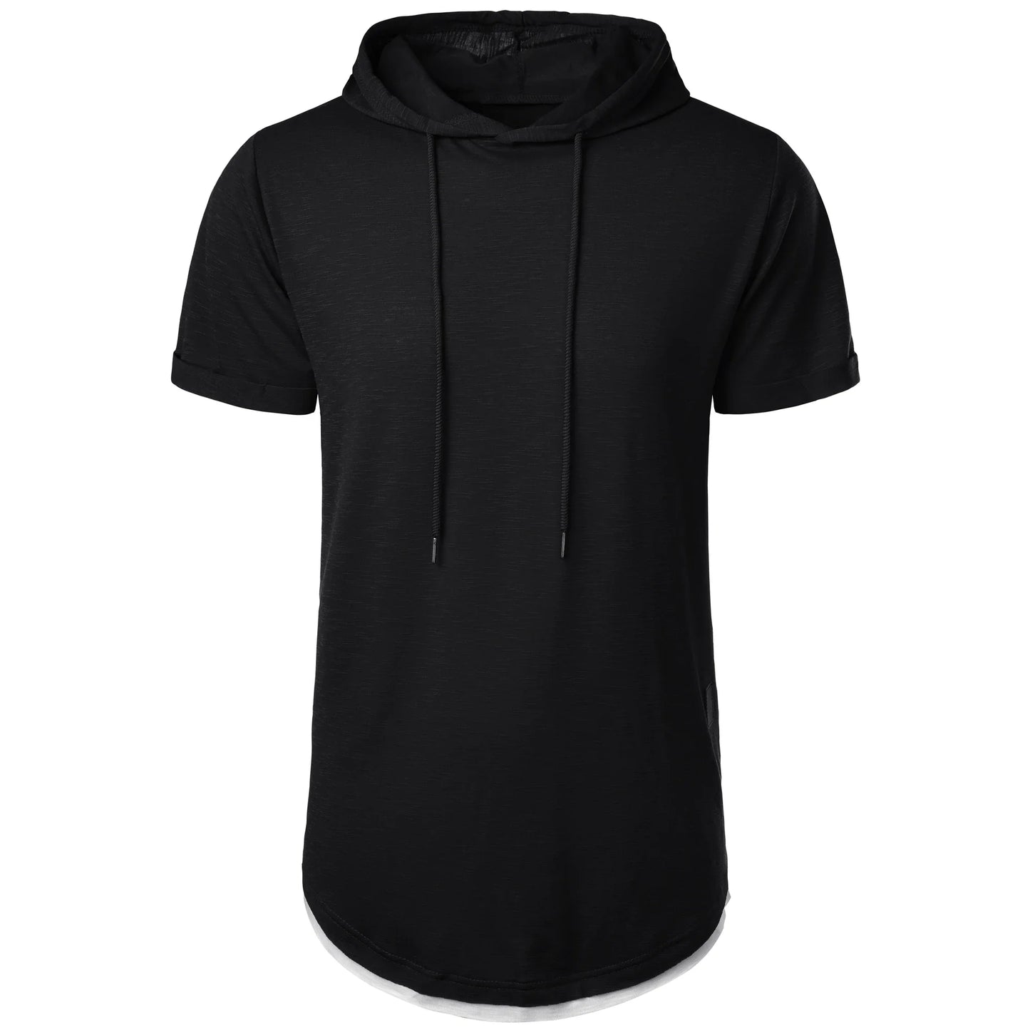 New men’s summer hooded T-shirt Men’s solid color top men’s short sleeve T-shirt Hoodie casual fashion men’s