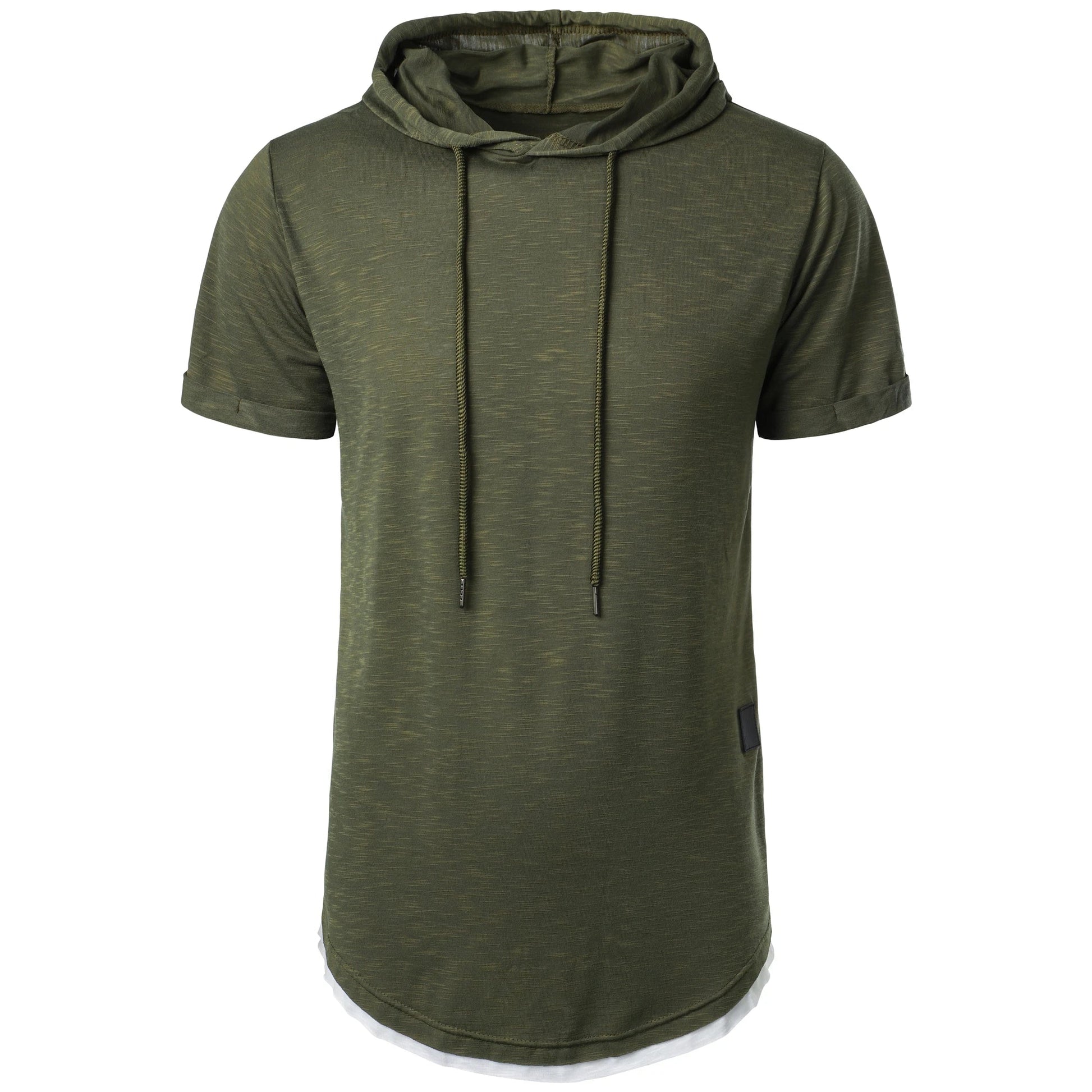 New men’s summer hooded T-shirt Men’s solid color top men’s short sleeve T-shirt Hoodie casual fashion men’s