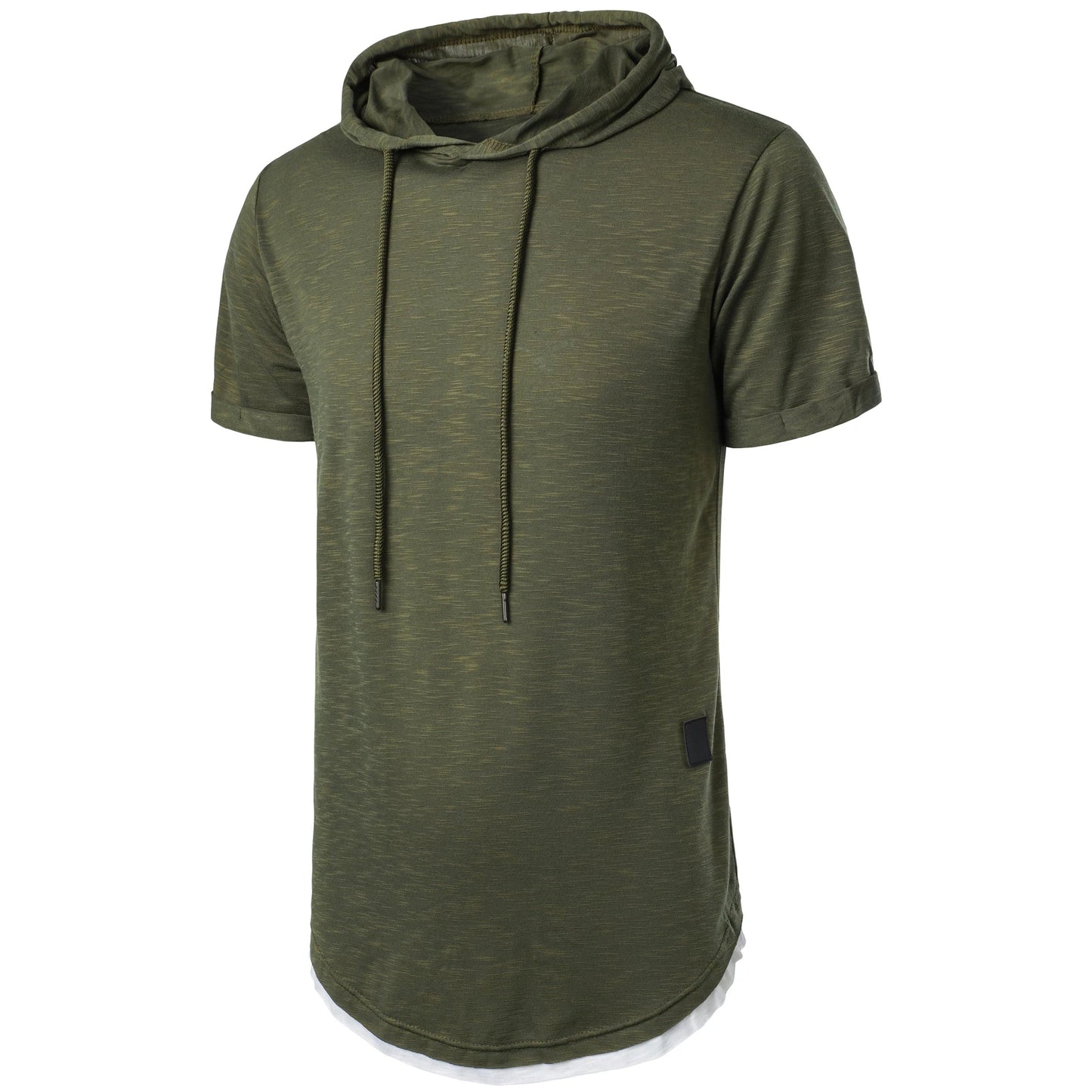 New men’s summer hooded T-shirt Men’s solid color top men’s short sleeve T-shirt Hoodie casual fashion men’s