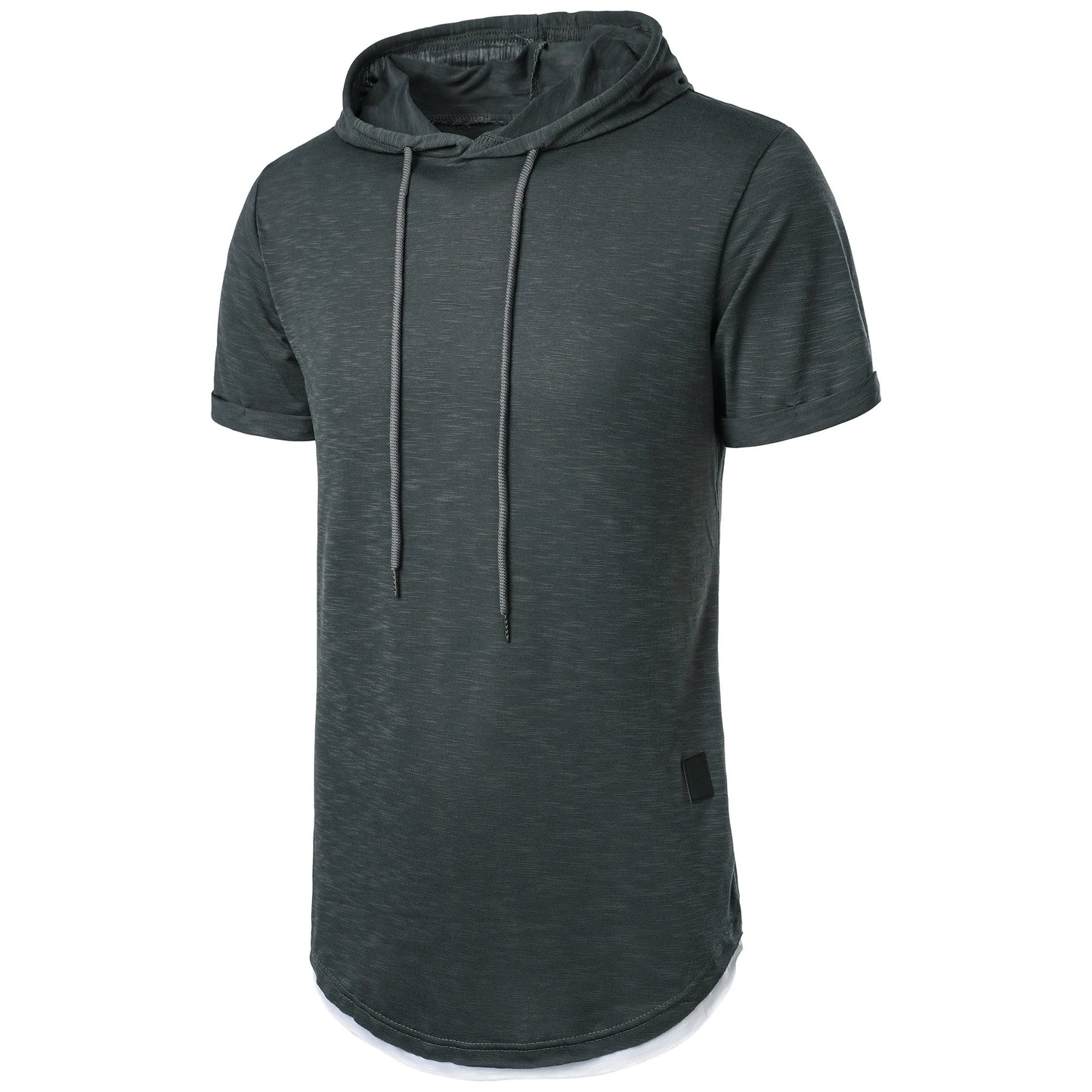 New summer hooded T-shirt men’s solid color men’s short sleeve T-shirt hoodie