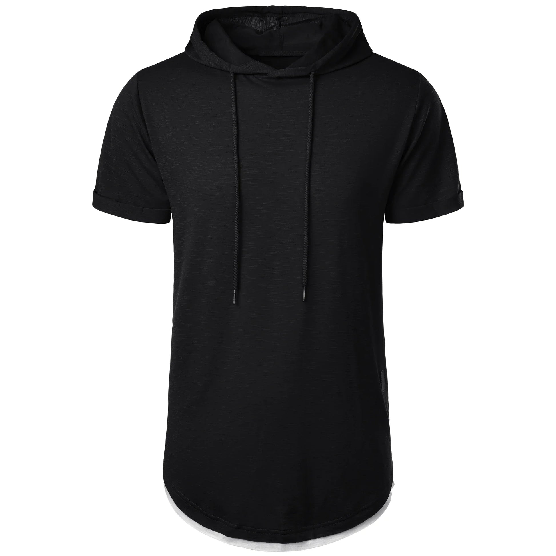 New summer hooded T-shirt men’s solid color men’s short sleeve T-shirt hoodie