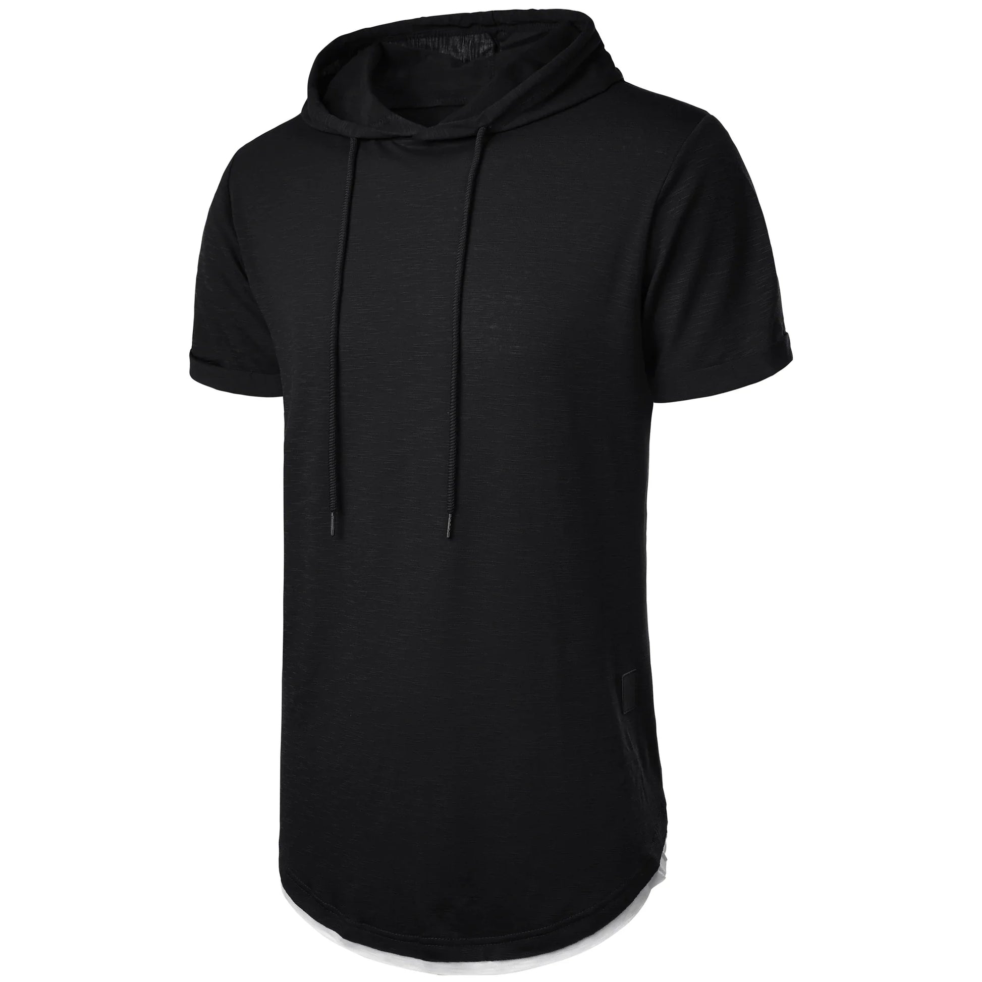 New summer hooded T-shirt men’s solid color men’s short sleeve T-shirt hoodie