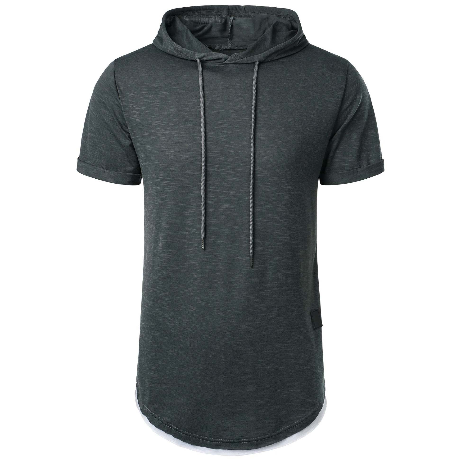 New summer hooded T-shirt men’s solid color men’s short sleeve T-shirt hoodie