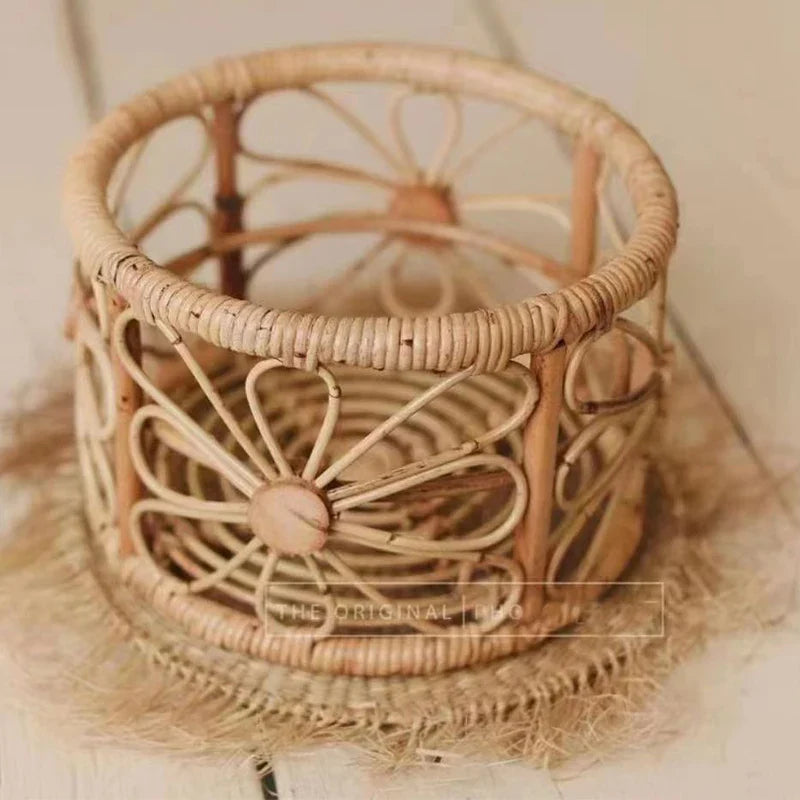 Newborn Photography Props Retro Rattan Baby Basket Photo Posing Accessories Recien Baby Girl Boy Posing Bed Furniture