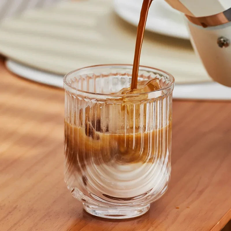 Niche Glass American Ice Latte Coffee Cup Handmade Small U Juice Cups Water Mug Drink Mugs Simple New Style Kawaii Wave