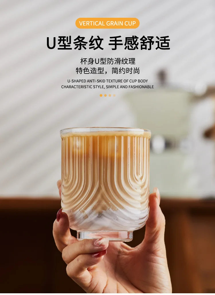 Niche Glass American Ice Latte Coffee Cup Handmade Small U Juice Cups Water Mug Drink Mugs Simple New Style Kawaii Wave