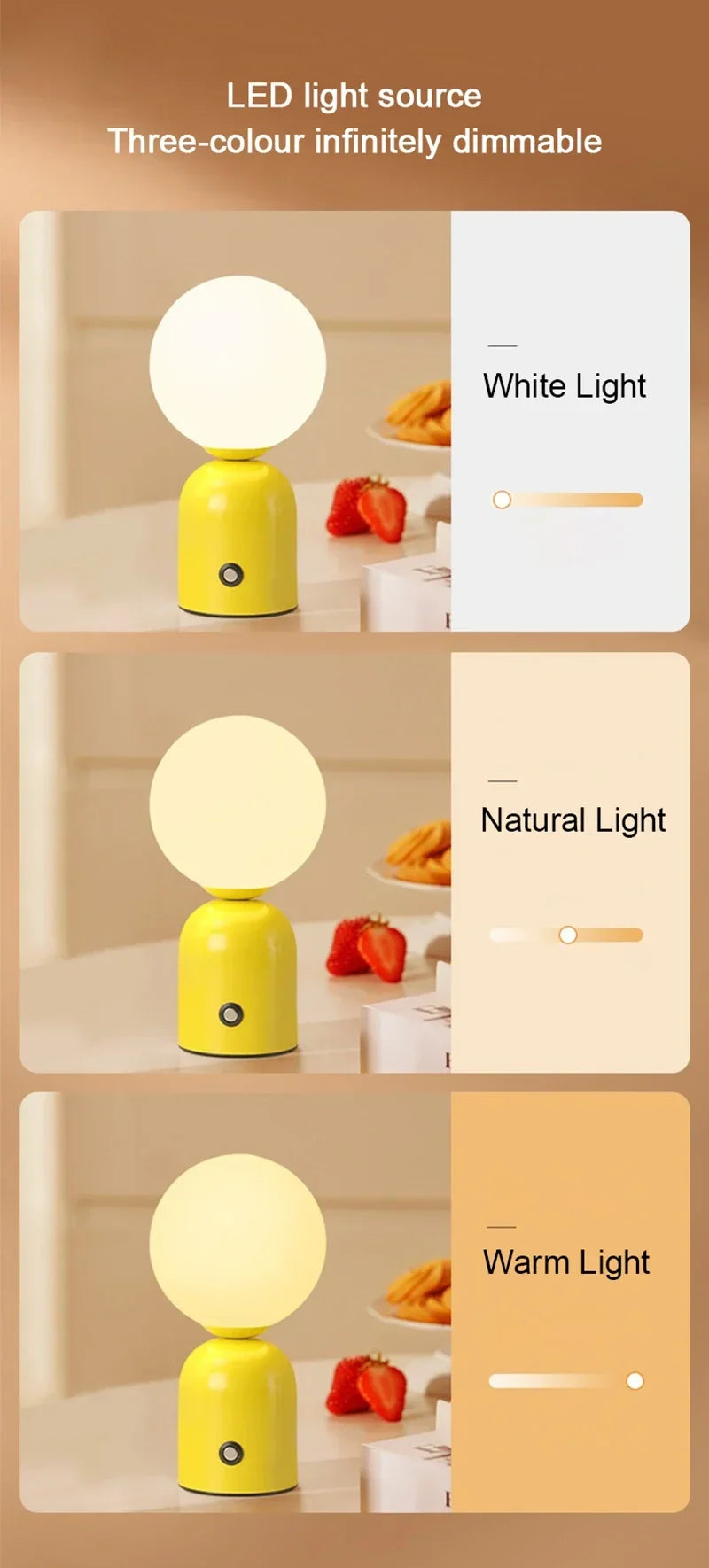 Nordic LED Table Lamp Rechargeable Touch Switch Stepless Dimming Night Light For Bedroom Bedside Desk Decoration Table