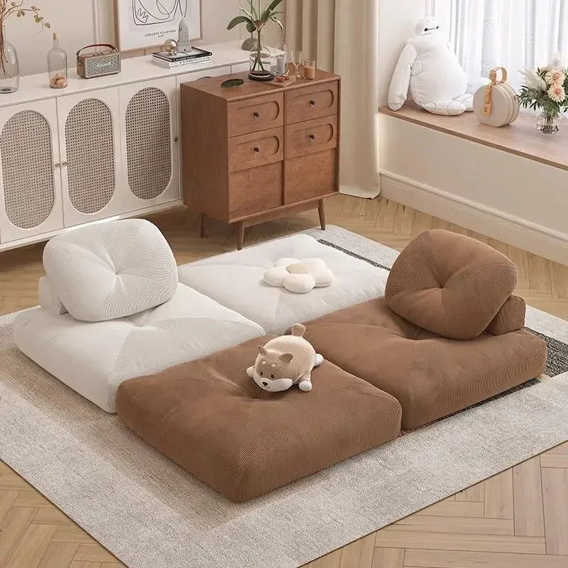 Nordic Single Sofa Bed Small Apartment Living Room Folding Tatami Dual-purpose Cream Tofu Block Lazy Sofa Dismantling