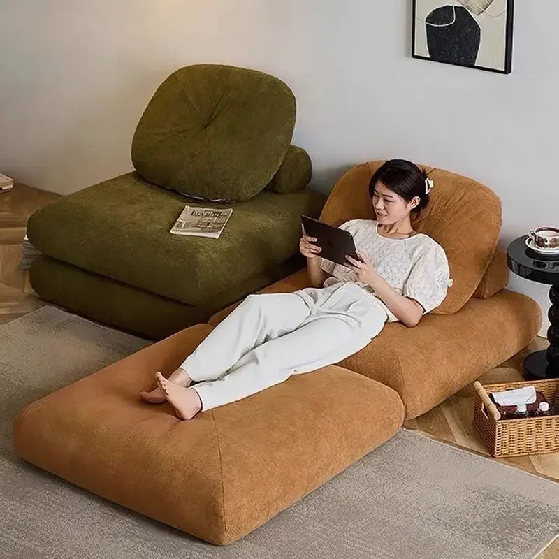 Nordic Single Sofa Bed Small Apartment Living Room Folding Tatami Dual-purpose Cream Tofu Block Lazy Sofa Dismantling