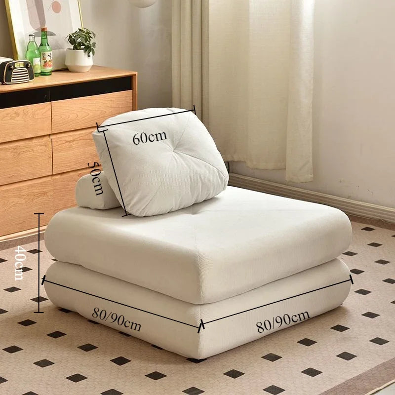 Nordic Single Sofa Bed Small Apartment Living Room Folding Tatami Dual-purpose Cream Tofu Block Lazy Sofa Dismantling