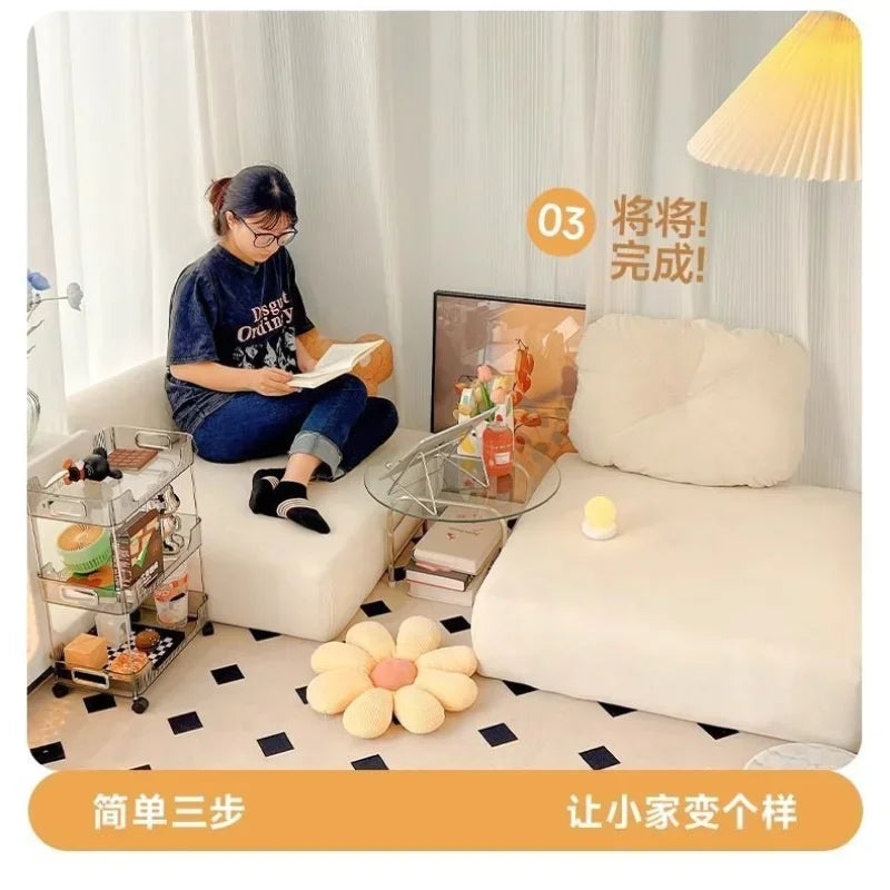 Nordic Single Sofa Bed Small Apartment Living Room Folding Tatami Dual-purpose Cream Tofu Block Lazy Sofa Dismantling