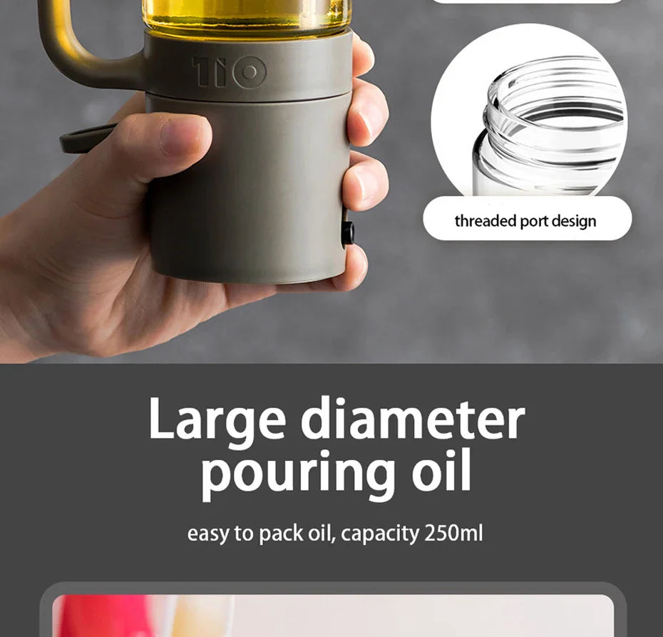 Oil Spray Bottle 250ml High Borosilicate Glass Cooking Oil Dispensers Olive Oil Sprayer Mister for Air Fryer Salad