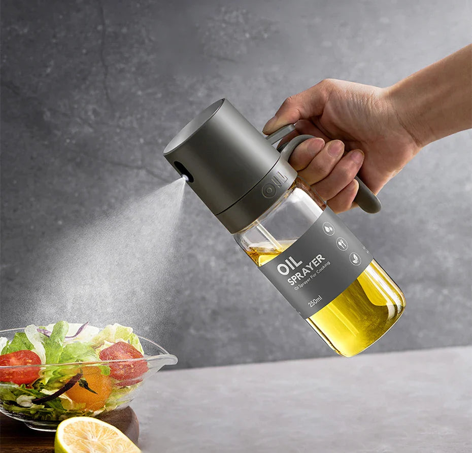 Oil Spray Bottle 250ml High Borosilicate Glass Cooking Oil Dispensers Olive Oil Sprayer Mister for Air Fryer Salad