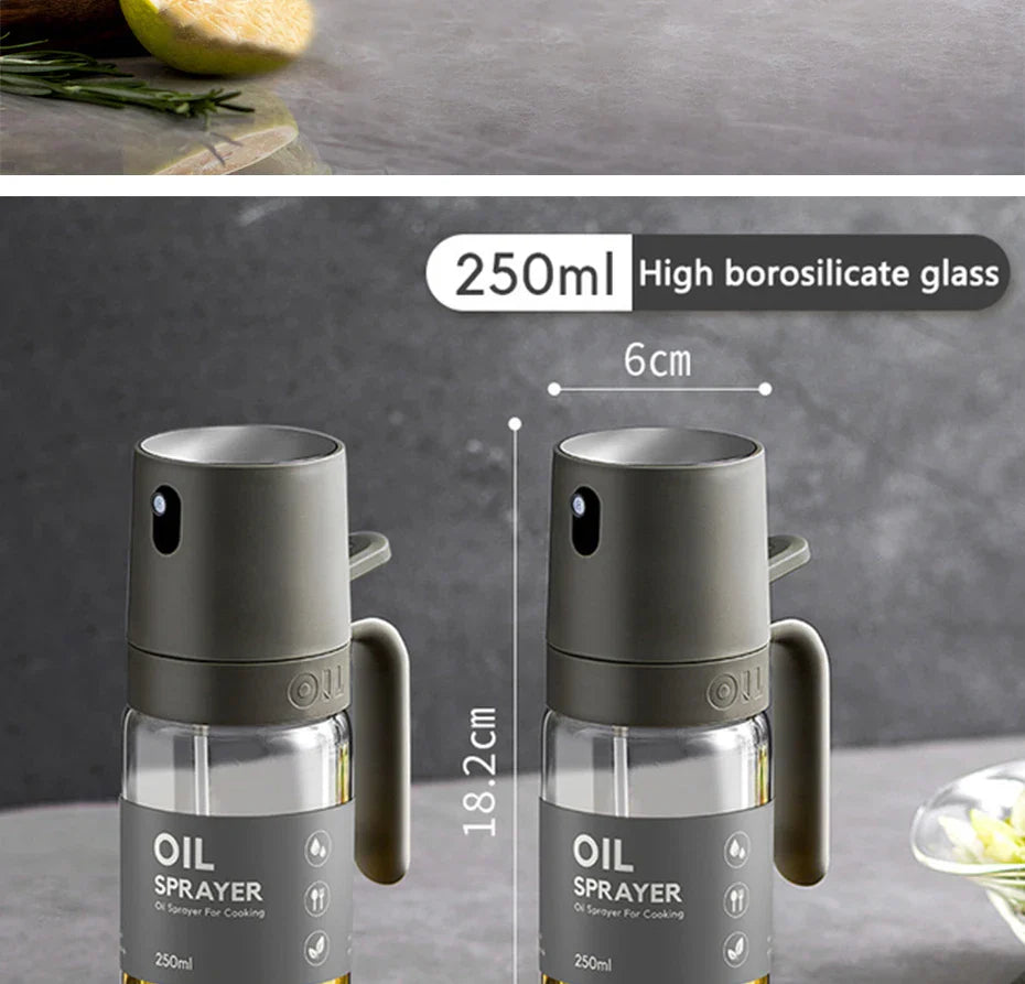 Oil Spray Bottle 250ml High Borosilicate Glass Cooking Oil Dispensers Olive Oil Sprayer Mister for Air Fryer Salad