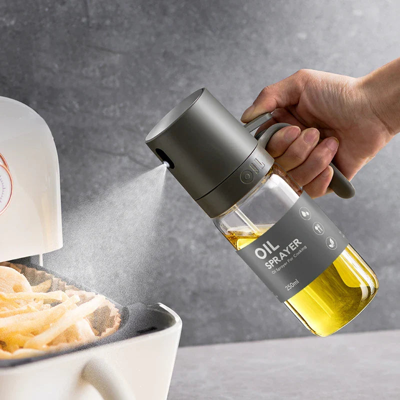 Oil Spray Bottle 250ml High Borosilicate Glass Cooking Oil Dispensers Olive Oil Sprayer Mister for Air Fryer Salad